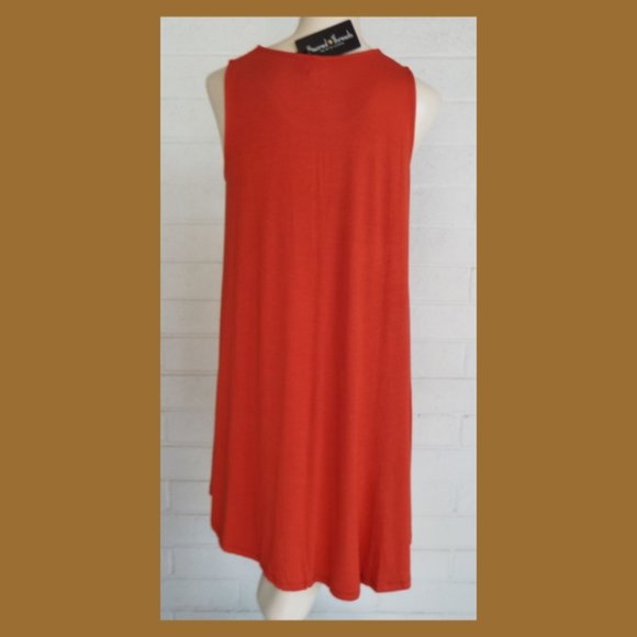 New SACRED THREADS OS melon rayon stretch jersey sleeveless swing tunic top - Picture 4 of 4